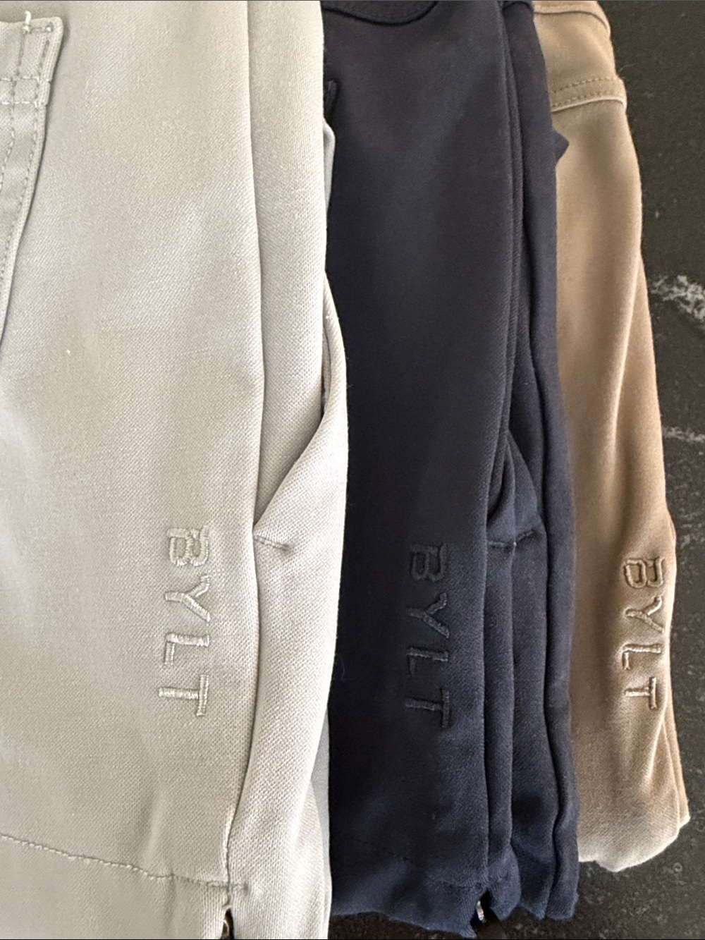 BYLT Everyday Men's Slim Joggers in Storm, Navy, and Taupe